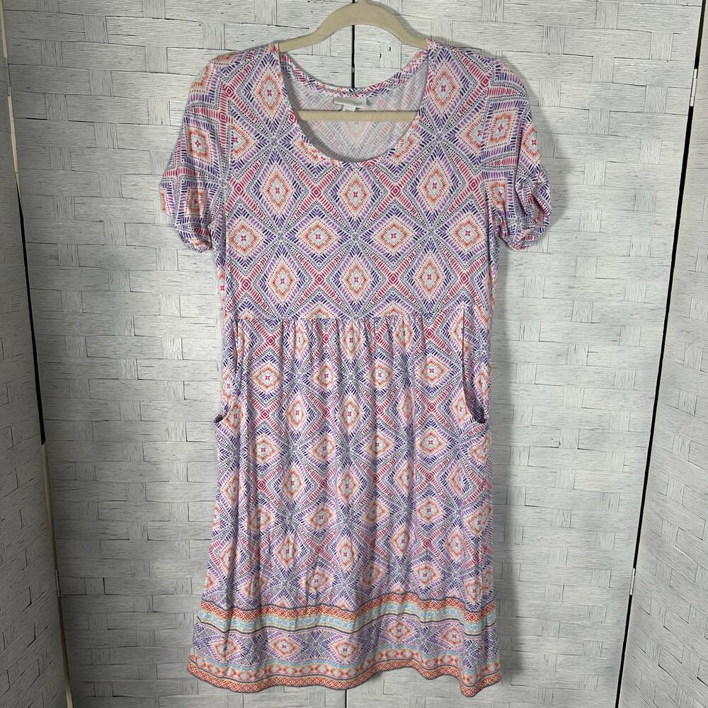 J Jill women's T-shirt dress pastel's spring colors feminine cozycore bohemian
